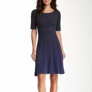 MAX STUDIO Knit Sweater Fit & Flare Cotton Dress